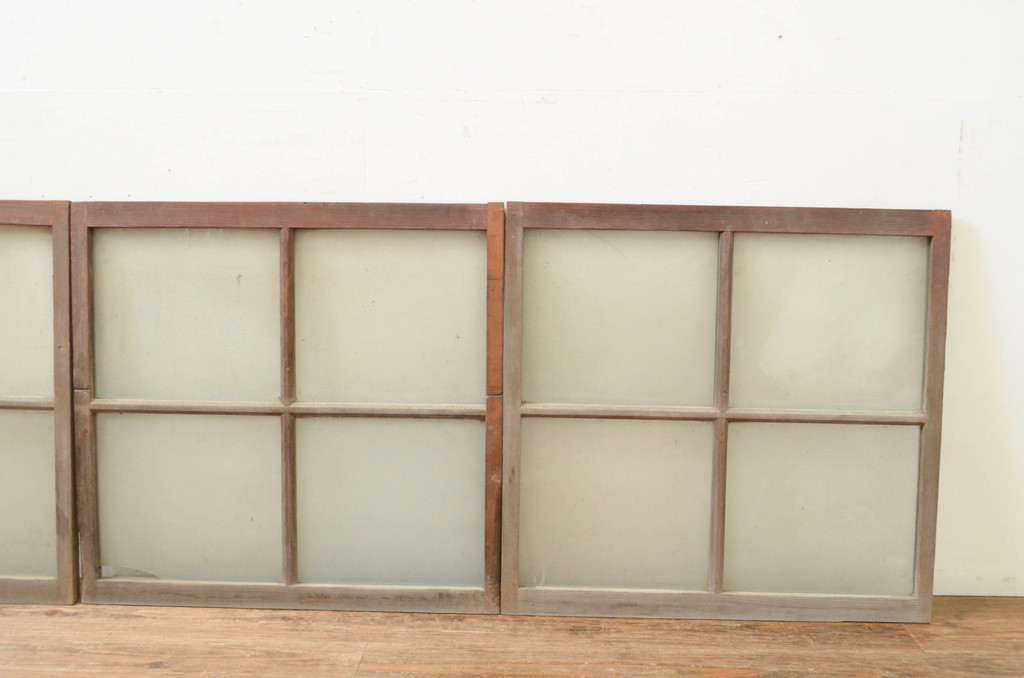 アンティーク建具　レトロな空間作りにおすすめなガラス窓4枚セット(引き戸、ガラス戸)(R-069643)