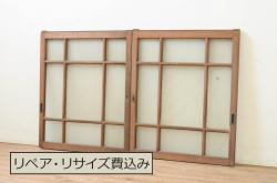 アンティーク建具　昭和初期　シンプルな木製フレームの障子戸4枚セット(建具、引き戸)(R-036760)