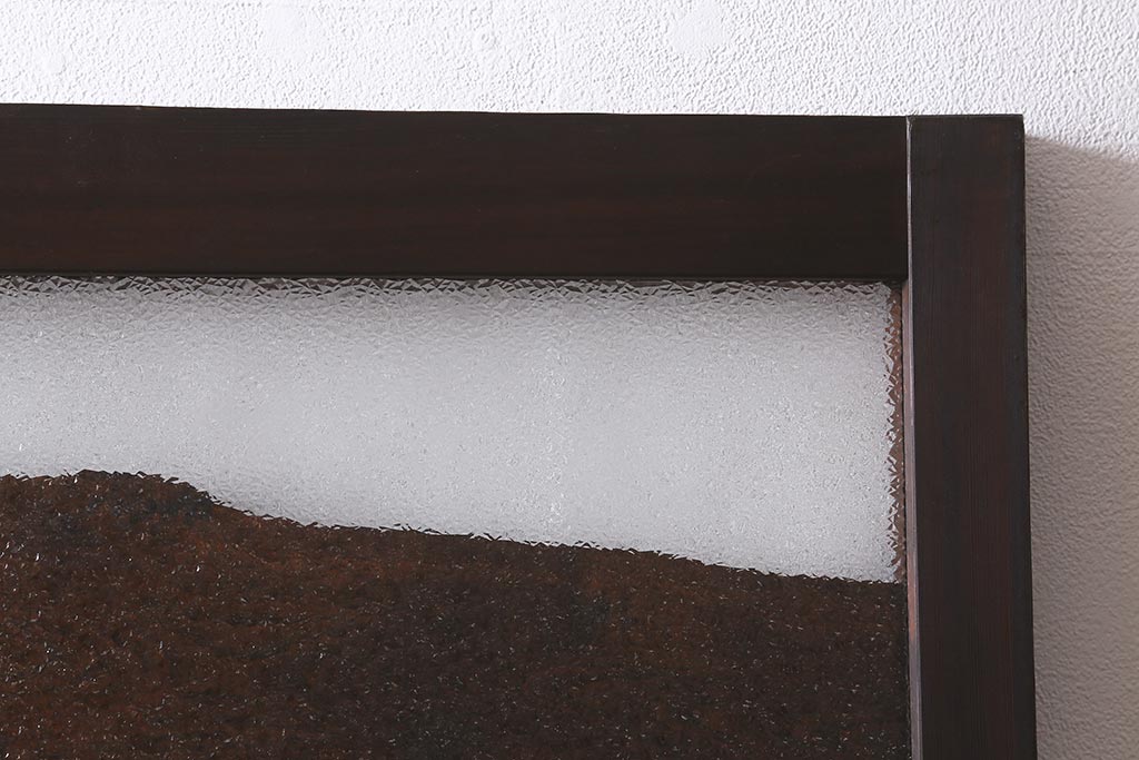 アンティーク建具　和製アンティーク　昭和中期　ダイヤガラス入り　味わい深い木の風合いが魅力的な木製扉(ドア、開き戸、建具)(R-041411)