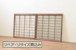 海外アンティーク　オーク材　特大!!繊細なデザインのアイアンフェンス入りの背の高い両開きドア1対2枚セット(建具、木製扉)(R-068245)