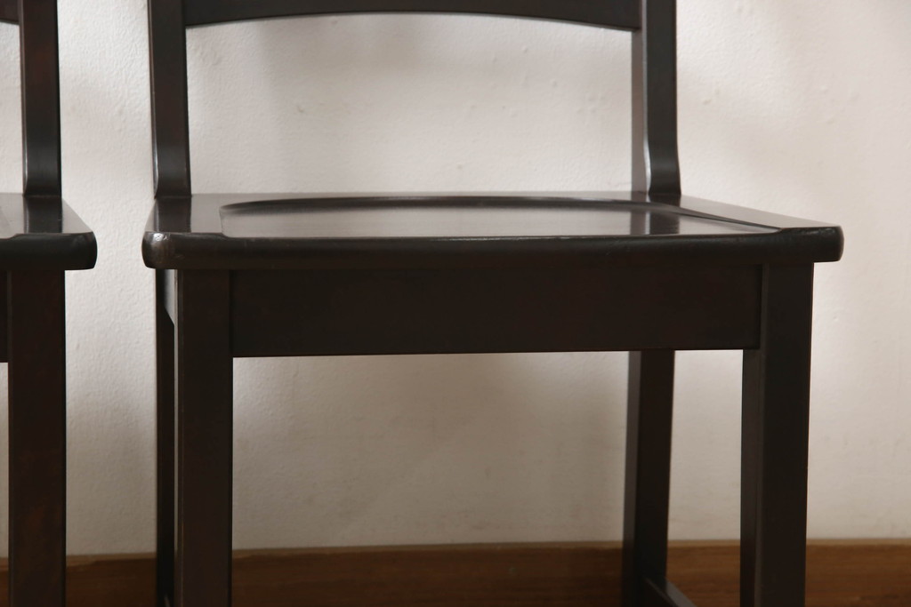中古　北海道民芸家具　HM620　滑らかな木肌が上品なラダーバックチェア2脚セット(椅子、ダイニングチェア、板座チェア)(R-052556)