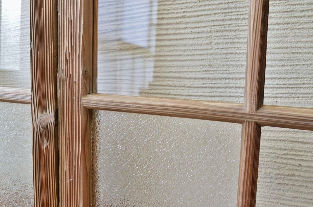 古い木味のダイヤガラス引き戸4枚セット　(ガラス戸)