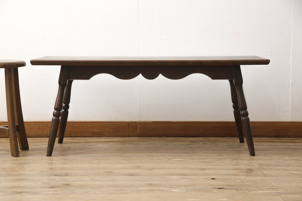 和製ビンテージ　北海道民芸家具　希少な絶版品!　柔らかな曲線が優美なセンターテーブル(ローテーブル、リビングテーブル、ヴィンテージ)(R-058016)