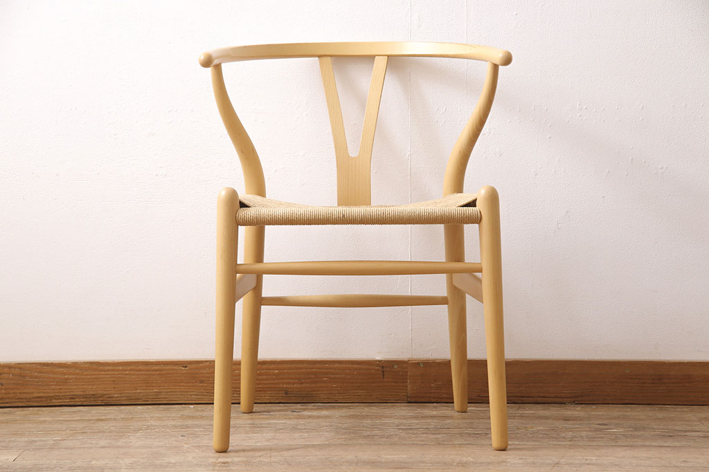 中古　北欧家具　デンマーク　ビーチ材　CARL HANSEN & SON(カール・ハンセン&サン) CH24 Yチェア ナチュラルスタイルの空間づくりにおすすめのペーパーコードダイニングチェア(アームチェア)(R-054167)