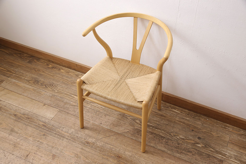 中古　北欧家具　デンマーク　ビーチ材　CARL HANSEN & SON(カール・ハンセン&サン) CH24 Yチェア ナチュラルスタイルの空間づくりにおすすめのペーパーコードダイニングチェア(アームチェア)(R-054167)