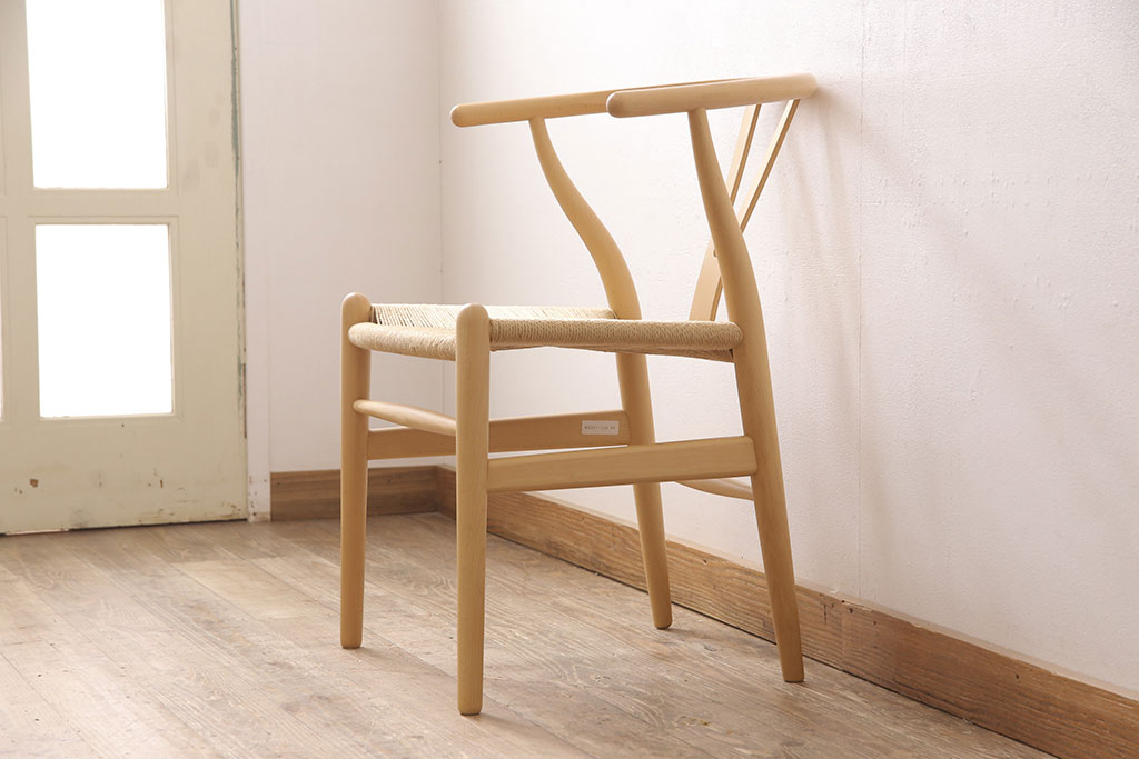 中古　北欧家具　デンマーク　ビーチ材　CARL HANSEN & SON(カール・ハンセン&サン) CH24 Yチェア ナチュラルスタイルの空間づくりにおすすめのペーパーコードダイニングチェア(アームチェア)(R-054168)