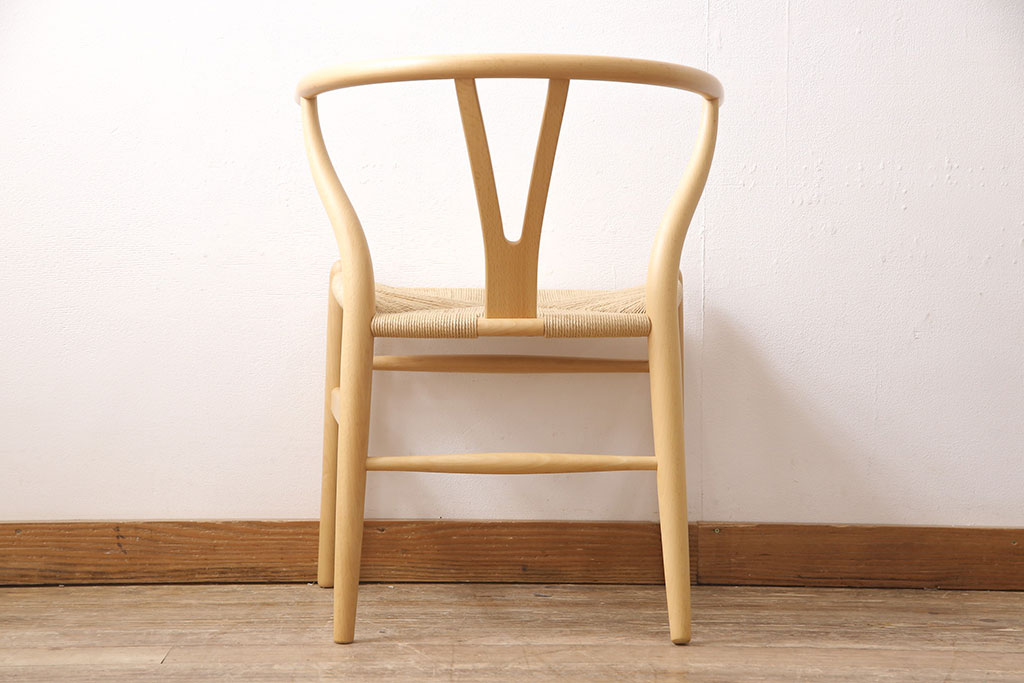 中古　北欧家具　デンマーク　ビーチ材　CARL HANSEN & SON(カール・ハンセン&サン) CH24 Yチェア ナチュラルスタイルの空間づくりにおすすめのペーパーコードダイニングチェア(アームチェア)(R-054168)