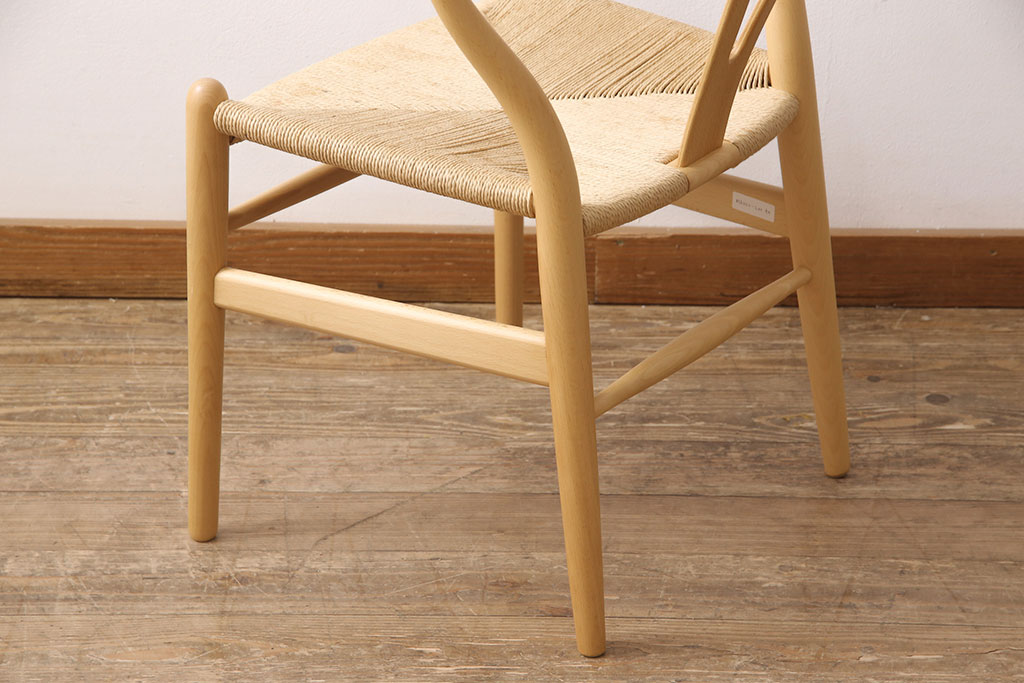 中古　北欧家具　デンマーク　ビーチ材　CARL HANSEN & SON(カール・ハンセン&サン) CH24 Yチェア ナチュラルスタイルの空間づくりにおすすめのペーパーコードダイニングチェア(アームチェア)(R-054168)