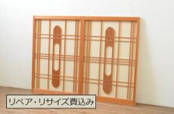 アンティーク建具　欅(ケヤキ)材　杉材　和モダンな空間づくりにおすすめ!古いお寺の大きな板戸2枚セット(蔵戸、門扉、引き戸)(R-066220)