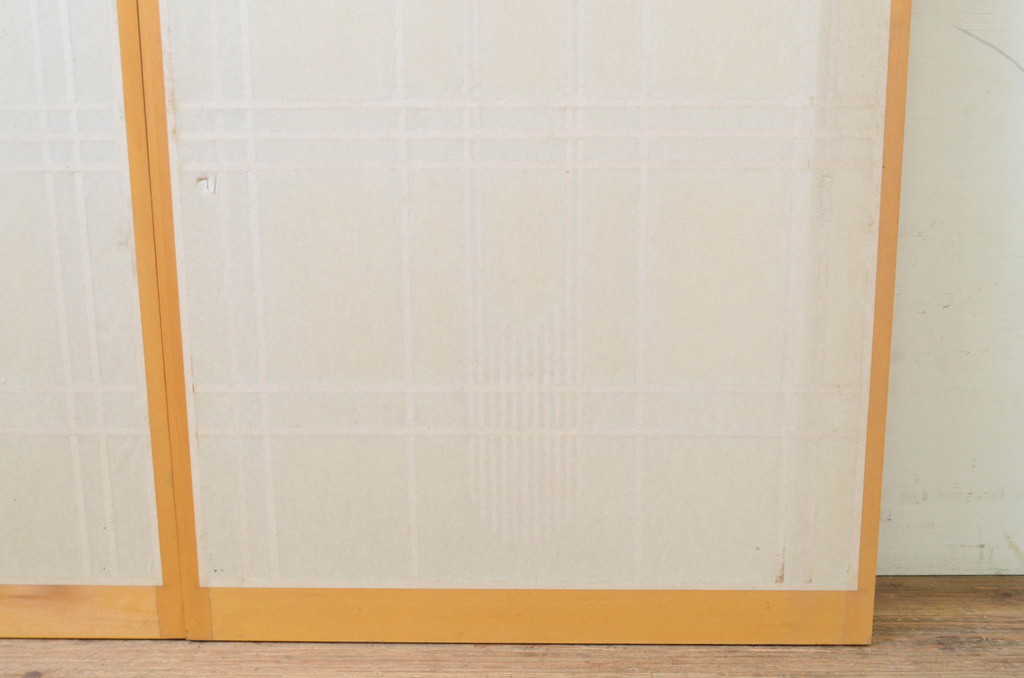 ビンテージ建具　和モダンな空間を演出する変わりデザインの障子窓2枚セット(引き戸、障子戸、ヴィンテージ)(R-069645)