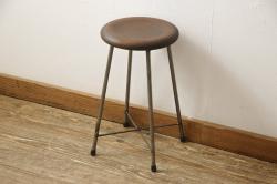 ラフジュ工房オリジナル かわいい座面の鉄脚丸スツール1脚(椅子、イス、チェア)