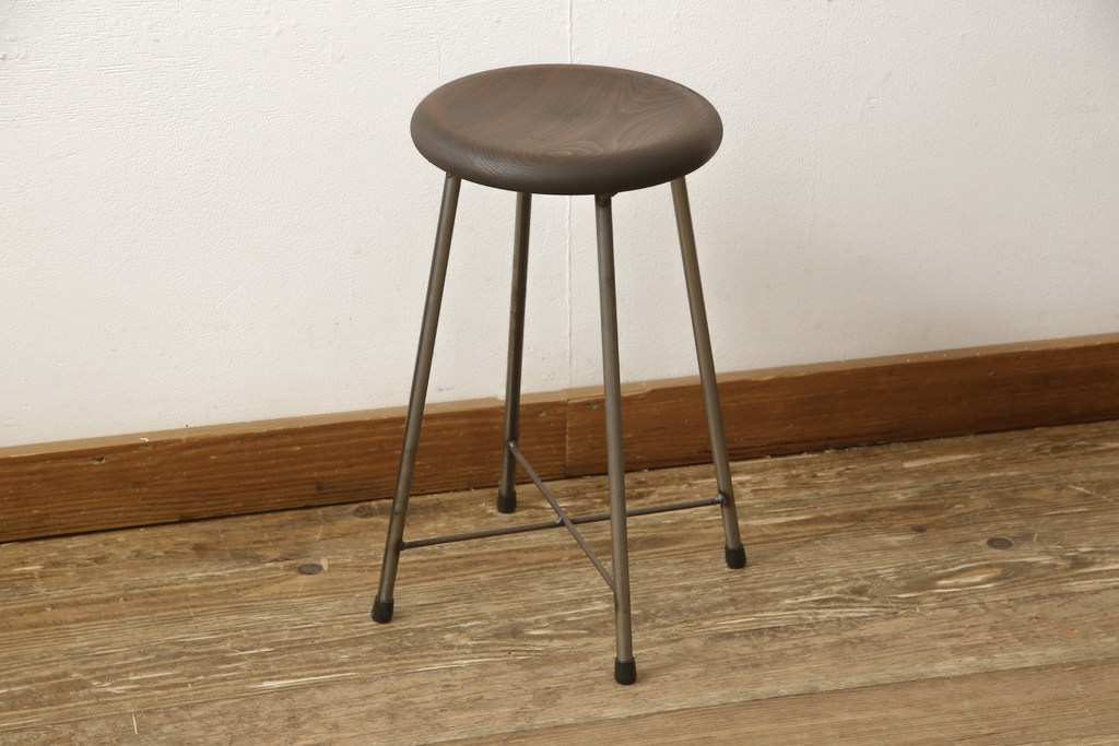 ラフジュ工房オリジナル　シンプルで馴染みやすいスツール(椅子、イス、板座チェア)(R-059347)