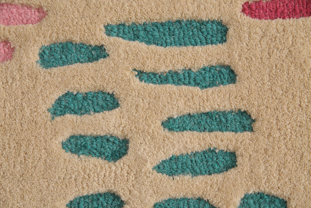 未使用展示品　ligne roset(リーン・ロゼ)　JUNGLE　ハンドメイド　カラフルなヤシの木と葉をモチーフとしたデザインがお洒落なウール製ラグマット(絨毯、カーペット)(定価約32万円)(R-050749)
