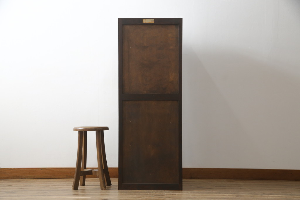 中古　美品　松本民芸家具　シンプルな作りで合わせやすいD型小物整理箪笥(縦型チェスト、引き出し、収納タンス)(定価約27万円)(R-075614)