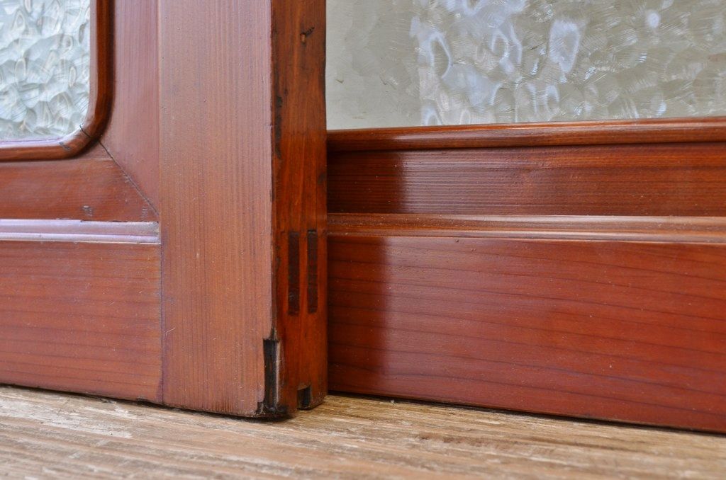 古民具　特注品漆塗りの上質なガラス戸1　4枚セット