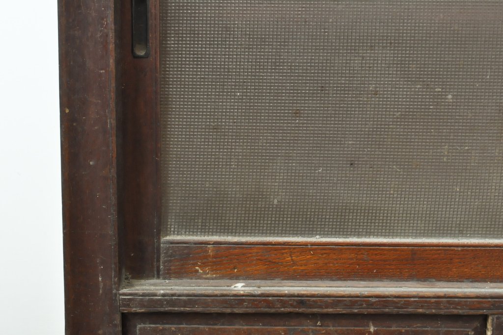 和製アンティーク　大正ロマン　ノスタルジックな雰囲気香る重ね戸棚(収納棚、キャビネット、サイドボード、店舗什器、食器棚)(R-059107)