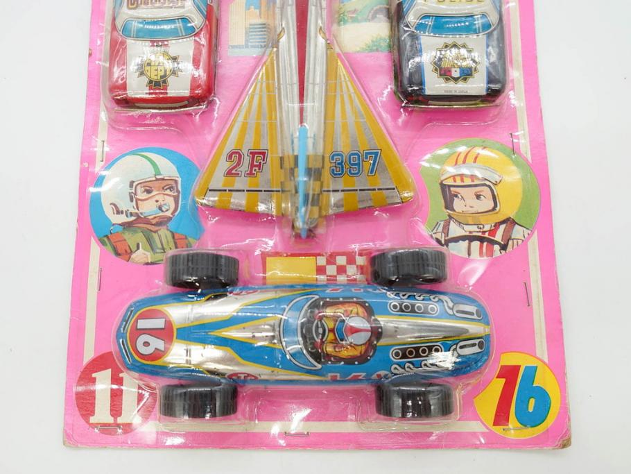 NEWS-BOY　三輪車(VELOCIPEDE)　ACROBAT MONKEY　WHISTLING SPACE TOP SET　ジャンピングコマ　かんらん車　Playland Express　のりものあそび　FAIRYLAND TRAIN SET　HIGHWAY SET　ブリキのおもちゃ10点セット(猿、遊園地、観覧車、乗り物、ゼンマイ歩行、フィギュア、人形、玩具、日本製)(R-078506)