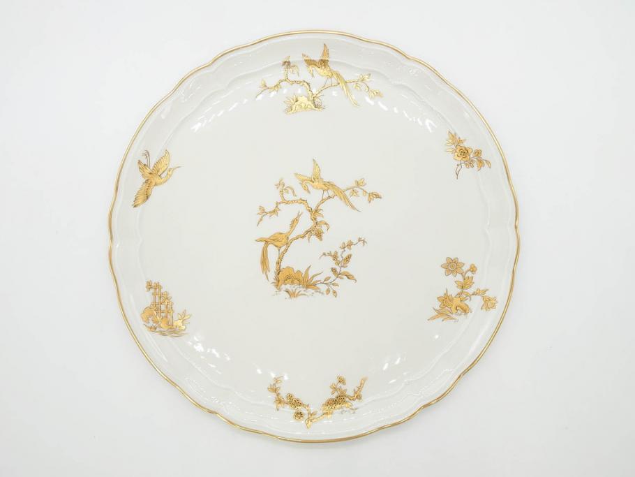 ビンテージ　フランス　BERNARDAUD(ベルナルド)　LIMOGES(リモージュ)　上品な金彩が美しいプレート(B&C、鳳凰、草花、エリザベス女王、記念モデル、ヴィンテージ、大皿、皿、飾り皿、洋食器)(R-078508)