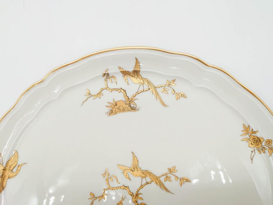 ビンテージ　フランス　BERNARDAUD(ベルナルド)　LIMOGES(リモージュ)　上品な金彩が美しいプレート(B&C、鳳凰、草花、エリザベス女王、記念モデル、ヴィンテージ、大皿、皿、飾り皿、洋食器)(R-078508)