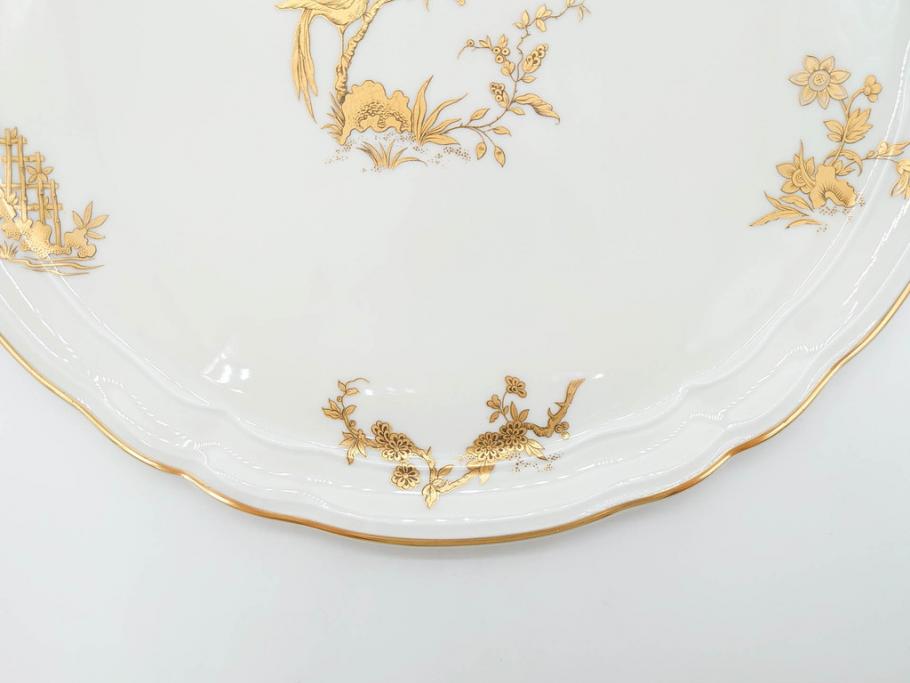 ビンテージ　フランス　BERNARDAUD(ベルナルド)　LIMOGES(リモージュ)　上品な金彩が美しいプレート(B&C、鳳凰、草花、エリザベス女王、記念モデル、ヴィンテージ、大皿、皿、飾り皿、洋食器)(R-078508)