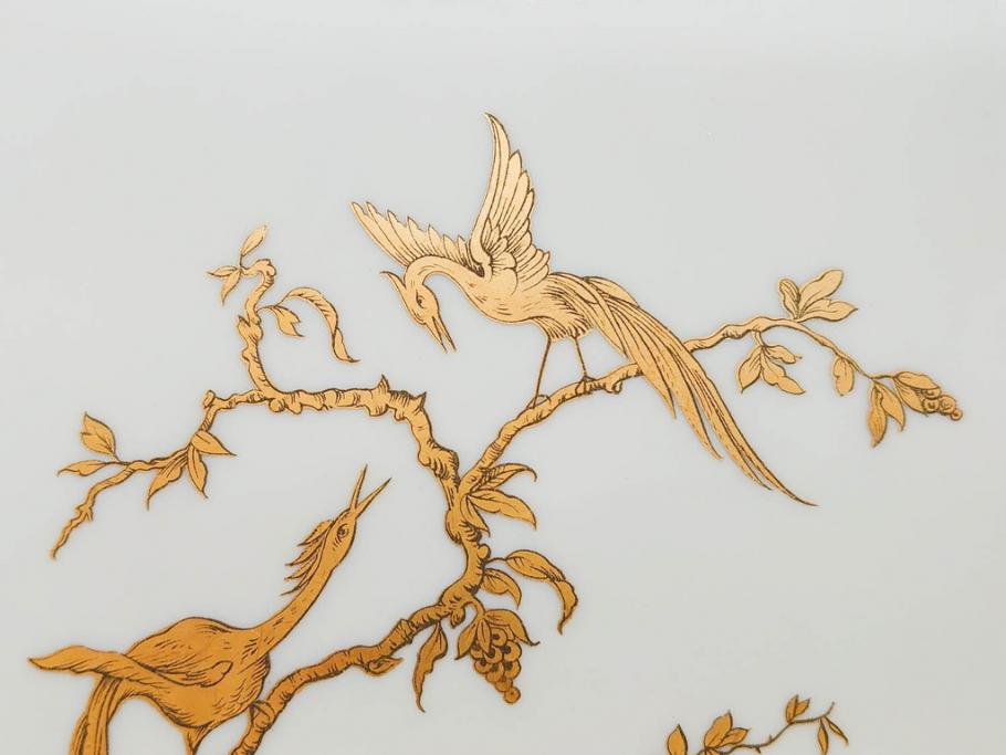 ビンテージ　フランス　BERNARDAUD(ベルナルド)　LIMOGES(リモージュ)　上品な金彩が美しいプレート(B&C、鳳凰、草花、エリザベス女王、記念モデル、ヴィンテージ、大皿、皿、飾り皿、洋食器)(R-078508)