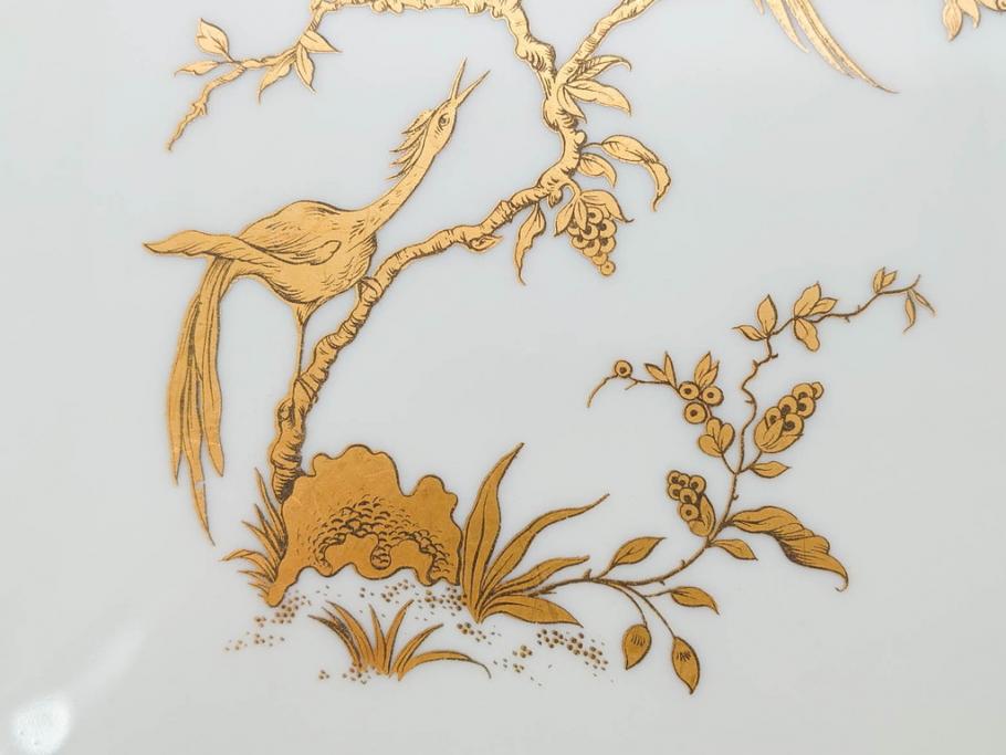 ビンテージ　フランス　BERNARDAUD(ベルナルド)　LIMOGES(リモージュ)　上品な金彩が美しいプレート(B&C、鳳凰、草花、エリザベス女王、記念モデル、ヴィンテージ、大皿、皿、飾り皿、洋食器)(R-078508)