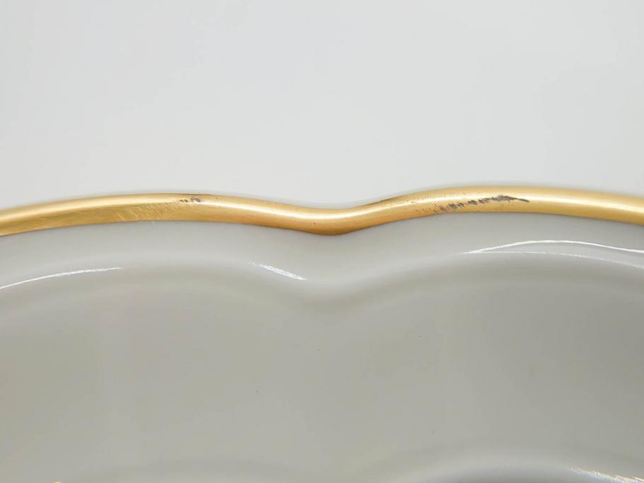 ビンテージ　フランス　BERNARDAUD(ベルナルド)　LIMOGES(リモージュ)　上品な金彩が美しいプレート(B&C、鳳凰、草花、エリザベス女王、記念モデル、ヴィンテージ、大皿、皿、飾り皿、洋食器)(R-078508)