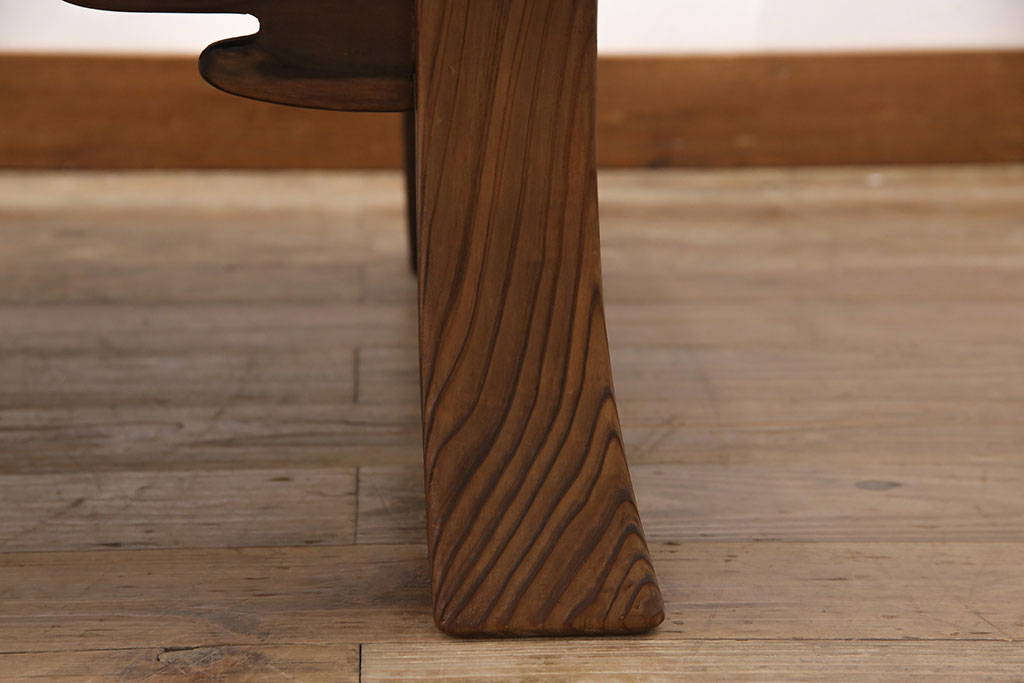 民芸家具　高級杉材　天板一枚板　浮造り仕上げの座卓(ちゃぶ台、ローテーブル)(R-048404)