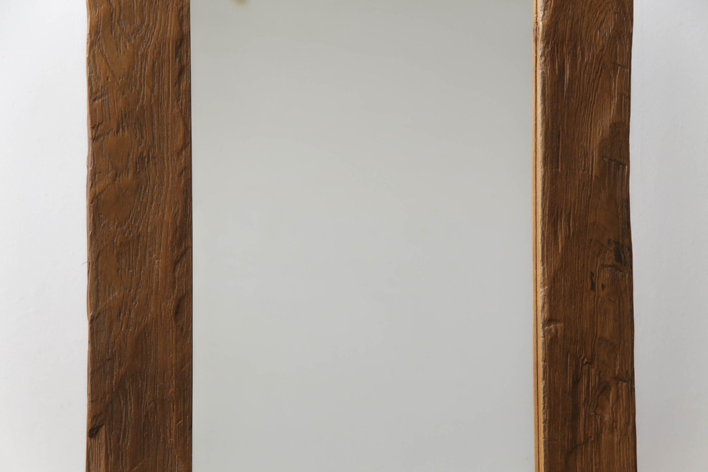 アジアンビンテージ　味わいのあるチーク材の古材を使用した姿見 (スタンドミラー、鏡)(R-060123)
