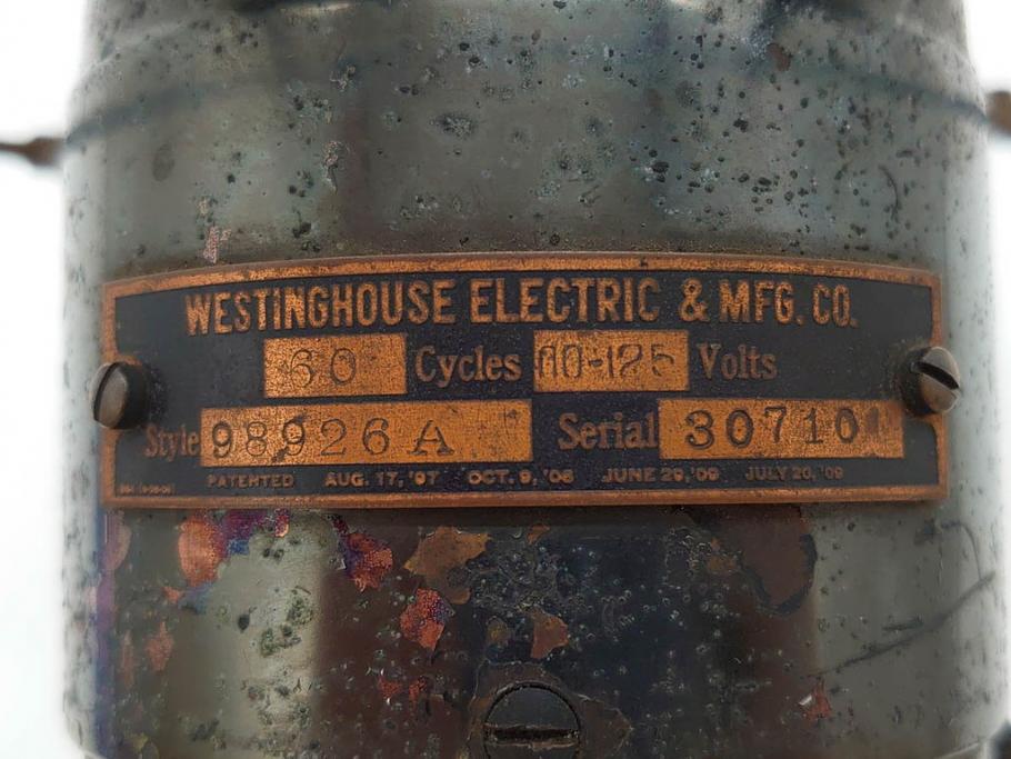 ジャンク品　アメリカ　Westinghouse(ウェスティングハウス)　レトロな雰囲気が漂う扇風機(ファン、ディスプレイ、ELECTRIC、4枚羽、98926A、箱付き)(R-078650)