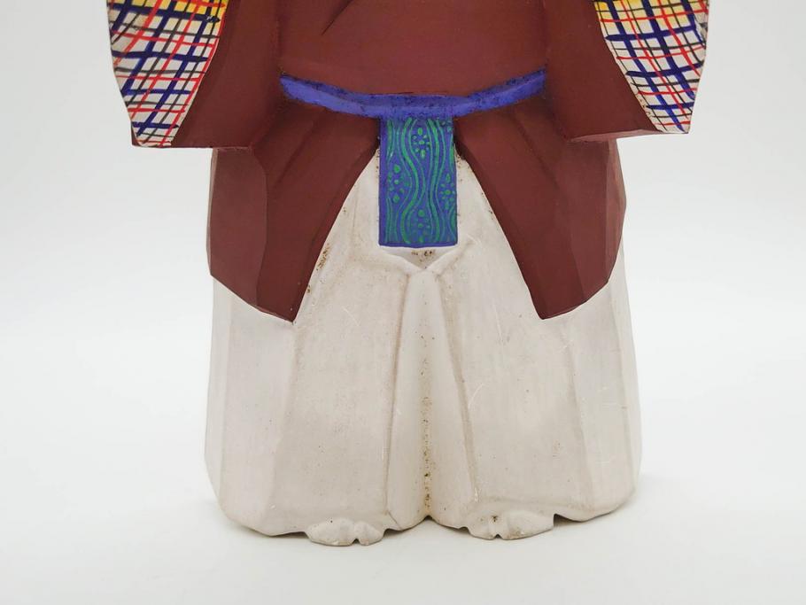 大正 春日有職 奈良人形師 染川宗進 一刀彫 尉(おじいさん)高さ