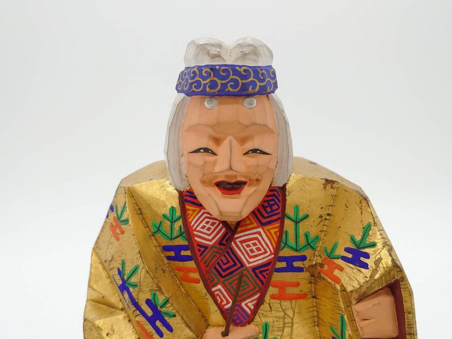 大正 春日有職 奈良人形師 染川宗進 一刀彫 尉(おじいさん)高さ 大正 春日有職 奈良人形師 染川宗進 一刀彫 尉(おじいさん)高さ