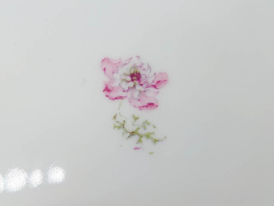 ビンテージ　フランス　PILLIVUYT(ピリヴィッツ)　MEHUN(メアン)　淡い色調で描かれた花のデザインが上品なプレート5枚セット(ピリヴュイ、花柄、フラワー、金彩、磁器、食器、皿、中皿、洋食器、ヴィンテージ)(R-078687)