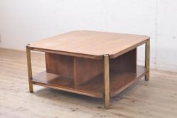 和製アンティーク　便利な折り畳み式!上品な佇まいの栓材製のテーブル(座卓、ローテーブル)(R-047557)