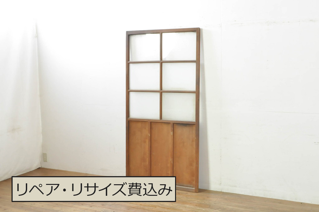 アンティーク建具　どこか懐かしさを感じるガラスドア1枚(扉、ガラス戸)(R-077427)