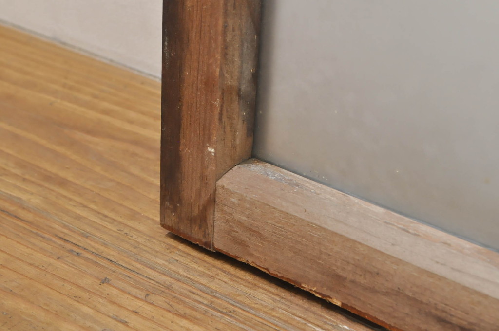 アンティーク建具　どこか懐かしい雰囲気を醸し出すガラス欄間2枚セット(明り取り、明かり取り、ランマ)(R-073597)