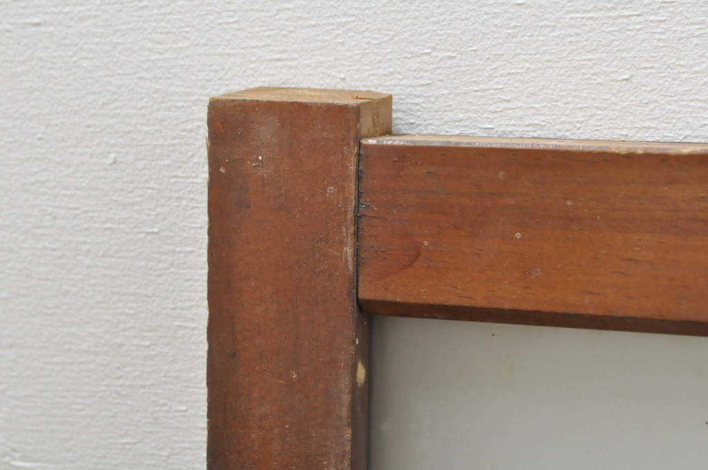 アンティーク建具　どこか懐かしい雰囲気を醸し出すガラス欄間2枚セット(明り取り、明かり取り、ランマ)(R-073597)