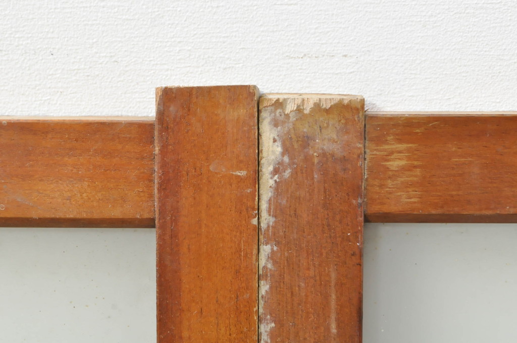 アンティーク建具　どこか懐かしい雰囲気を醸し出すガラス欄間2枚セット(明り取り、明かり取り、ランマ)(R-073597)