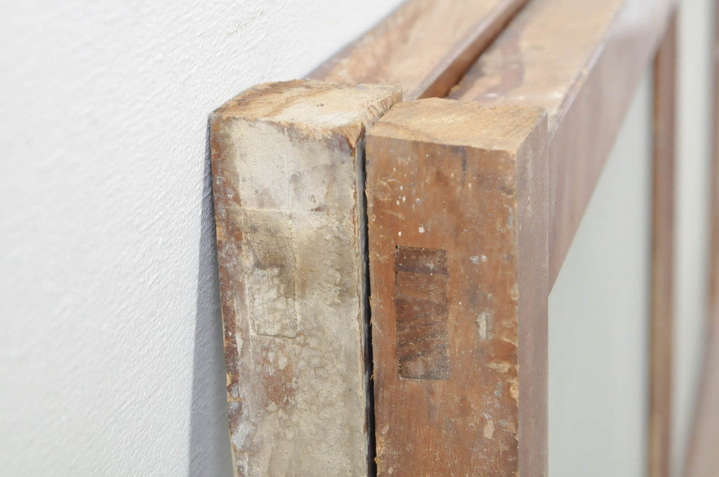 アンティーク建具　どこか懐かしい雰囲気を醸し出すガラス欄間2枚セット(明り取り、明かり取り、ランマ)(R-073597)