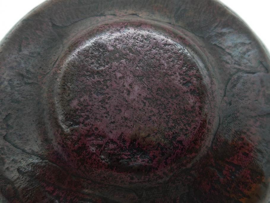 本間琢斎　斑紫銅　山水図　総重量約676g　和の味わいを感じる茶托5枚セット(五客揃、銅器、茶道具、煎茶道具、在銘有)(R-078690)