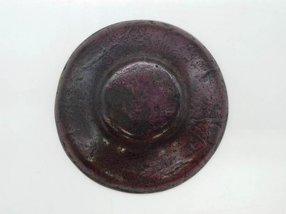 本間琢斎　斑紫銅　山水図　総重量約676g　和の味わいを感じる茶托5枚セット(五客揃、銅器、茶道具、煎茶道具、在銘有)(R-078690)
