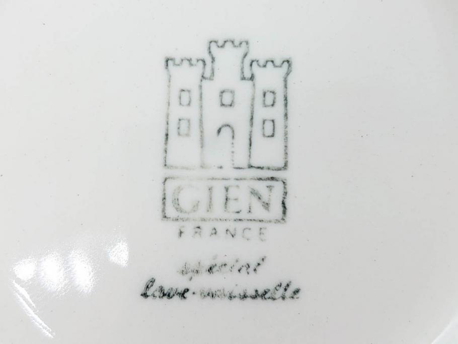 ビンテージ　フランス　GIEN(ジアン)　ブルーローズがエレガントなカップ&ソーサー6客セット(ヴィンテージ、C&S、磁器、バラ、薔薇、洋食器)(R-078692)　　