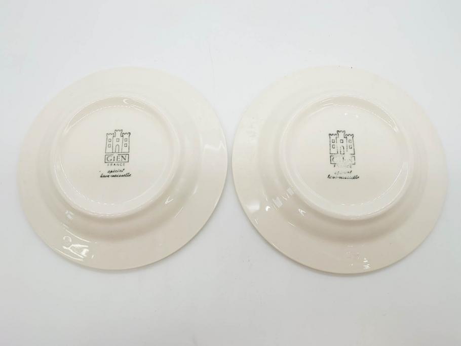 ビンテージ　フランス　GIEN(ジアン)　ブルーローズがエレガントなカップ&ソーサー6客セット(ヴィンテージ、C&S、磁器、バラ、薔薇、洋食器)(R-078692)　　