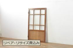 【加工実例】明治大正期の蔵戸に高品質リペアを施しました。吊り戸仕様にする為の加工、吊り金具・ガイドレールを取り付け。左框の両面には取っ手を取り付けました。現状の色味を活かした仕上げで上品な雰囲気に!(引き戸、玄関戸、建具)