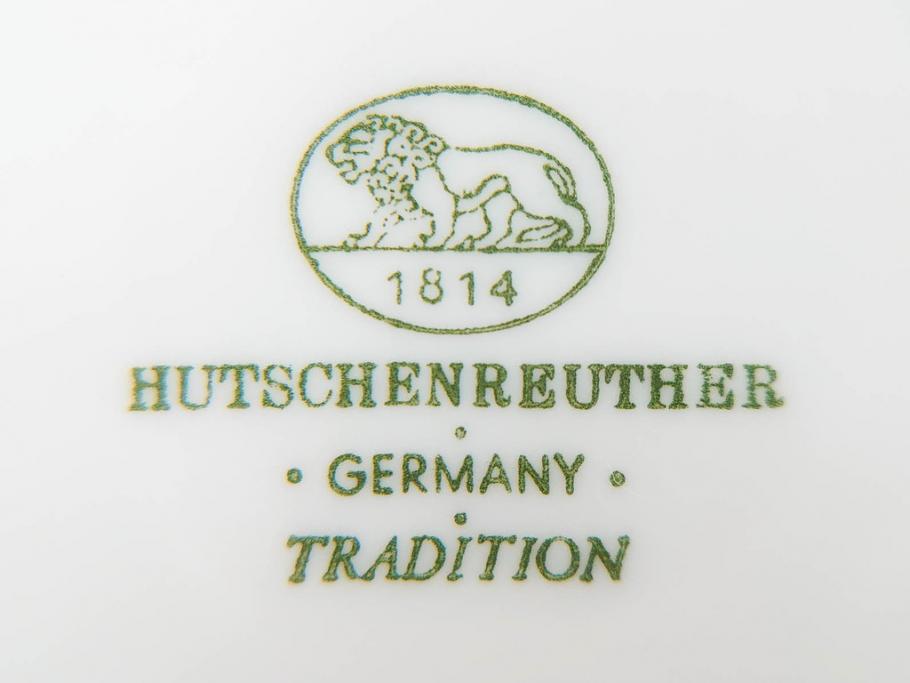ドイツ　HUTSCHENREUTHER(フッチェンロイター)　ローズ　柔らかな色彩で描かれたバラのデザインが可愛らしいスープカップ&ソーサー6客セット(バラ、薔薇、ブルーローズ、ダブルハンドル、皿、プレート、洋食器)(R-078693)