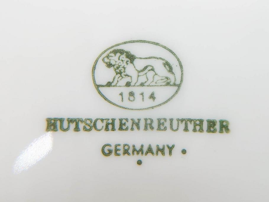 ドイツ　HUTSCHENREUTHER(フッチェンロイター)　ローズ　柔らかな色彩で描かれたバラのデザインが可愛らしいスープカップ&ソーサー6客セット(バラ、薔薇、ブルーローズ、ダブルハンドル、皿、プレート、洋食器)(R-078693)