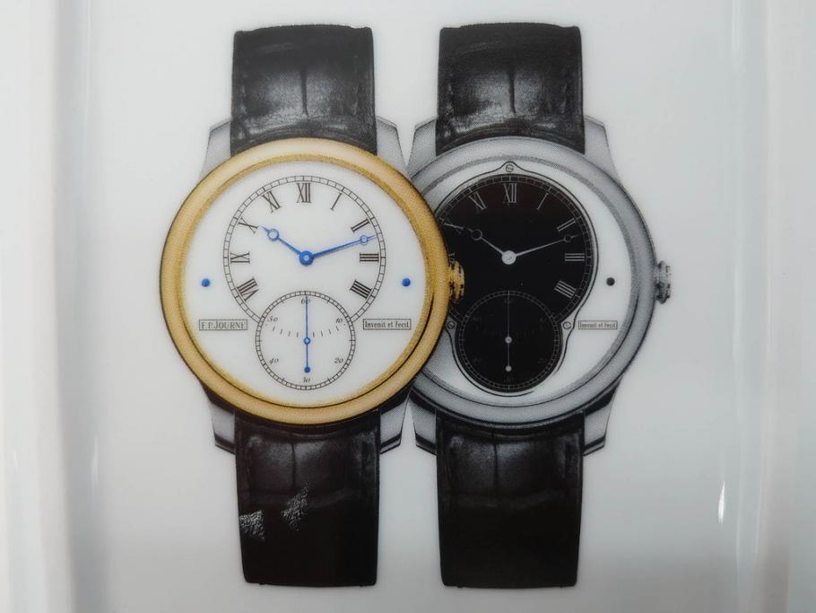 レア　スイス　時計ブランド　F.P.JOURNE(フランソワ・ポール・ジュルヌ)　Invenit et Fecit　LIMOGES(リモージュ)　大胆に描かれた時計柄が印象的なトレイ(ノベルティ、記念品、皿、トレー、小物入れ、30th Anniversary)(R-071806)