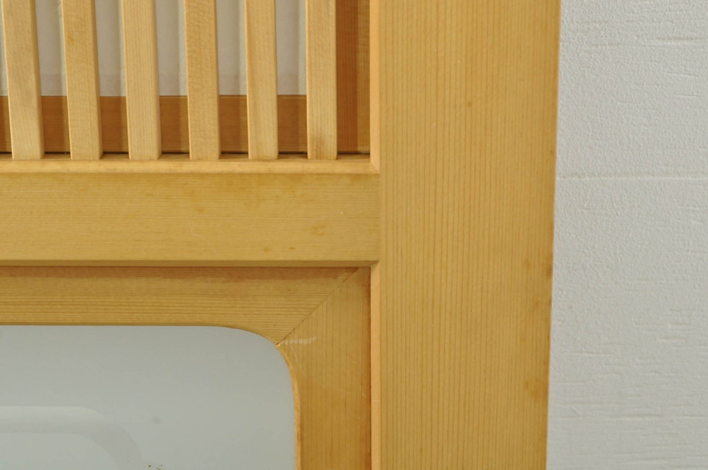 中古　上品な和空間を演出してくれる裏障子付き格子戸4枚セット(建具、引き戸、ガラス帯戸、障子戸)(R-077438)