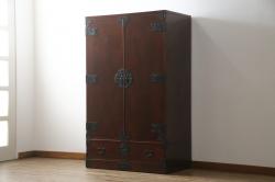中古　岩谷堂箪笥　迫力ある木目と深みのある色合いが目を引く箪笥ワードローブ(洋服タンス、収納棚)(R-055115)