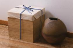 アンティーク雑貨　備前焼　山下譲治作　扁壷(花器)(R-041279)
